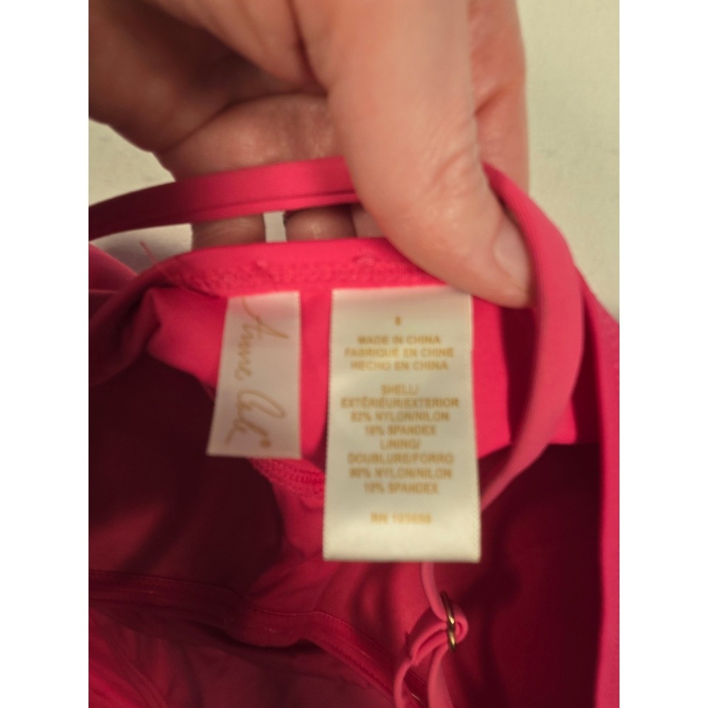 Anne Cole Swimsuit Women Size 8 Pink Ruched One Piece Halter Bandeau Vacation - Picture 2 of 5